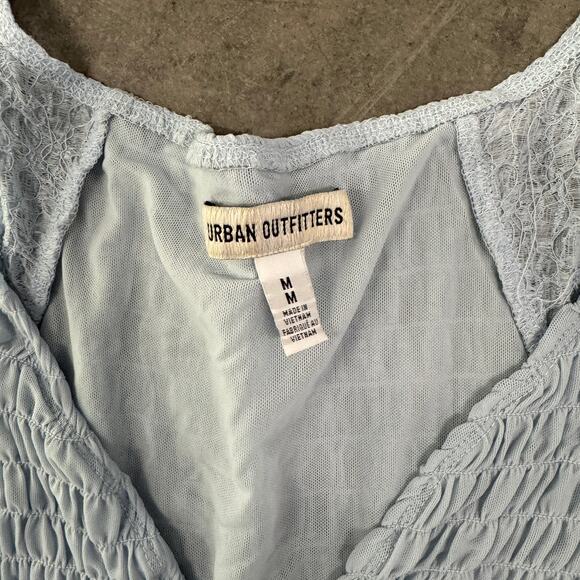 Vintage Y2k Urban Outfitters Babydoll Blue Tie Front Frill Coquette Blouse M - Picture 3 of 5